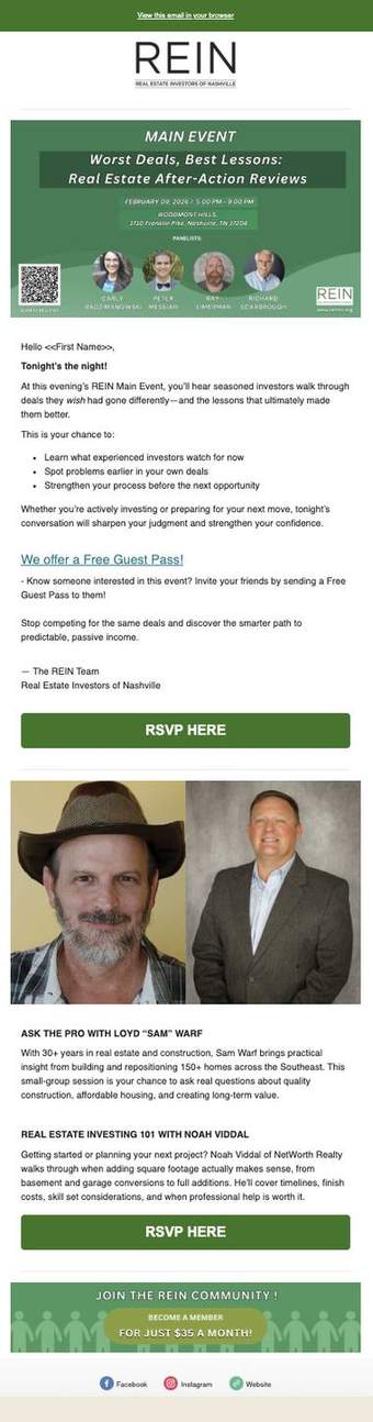Event invitation for Real Estate Investors of Nashville