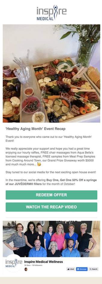 Event recap campaign for Inspire Medical Wellness